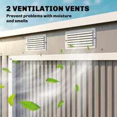 7' x 4' Galvanised Steel Garden Shed, with Foundation Kit - Green