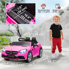 12V Ride On Car with Parent Remote Control Two Motors Music Lights Suspension Wheels for 3-6 Years Pink