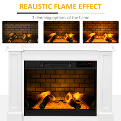 Electric Fireplace with Mantel, Freestanding Heater Corner Firebox with Remote Control, 700W/1400W, Brown