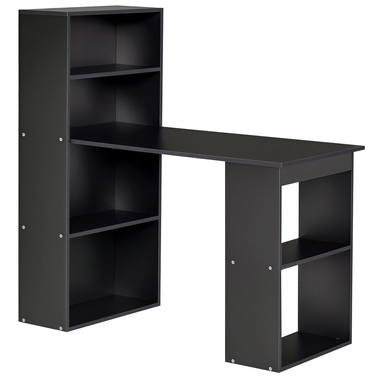 Modern Computer Desk with Storage Shelves, 47" Writing Table Workstation with Bookshelf for Home Office, Black