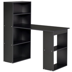 Modern Computer Desk with Storage Shelves, 47" Writing Table Workstation with Bookshelf for Home Office, Black