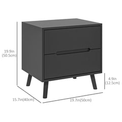 Nightstand, Bedside Table with 2 Drawers, Modern Side End Table with Solid Wood Legs for Bedroom, White