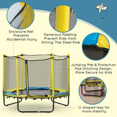 4.6FT Trampoline for Kids with Enclosure Net for Ages 3-6, Indoor Outdoor Use, Black