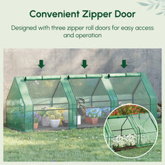 9' x 3' x 3' Portable Mini Greenhouse Tunnel Growing Tent Plants Flower Warm House w/ Zippered Roll-up Doors, PE Cover, Green