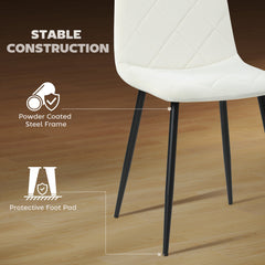 Dining Chairs Set of 4, Upholstered Dining Room Chairs with Steel Legs, Modern Kitchen Chair for Dining Room, Black