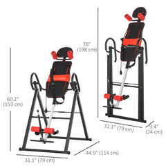 Folding Inversion Table, 20°/40°/60° Adjustable, with Safety Belt and Waist Pad for Back Pain Relief
