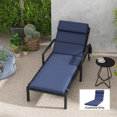 Patio Chaise Lounge Chair Cushion Replacement Sun Lounger Pads with Headrest and Ties, Beige