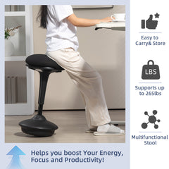 Swivel Standing Desk Chair, Backless Wobble Stool Chair, Adjustable Active Ergonomic Standing Stool with Rocking Motion