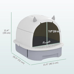 Cat Litter Box with Lid, Front Door Flap, Scoop, Handle, Easy Clean, for Small and Medium Cats, Green
