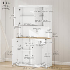 71" Kitchen Pantry Buffet with Hutch Storage Cabinet Microwave Oven Stand with Drawer, Black