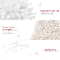 6FT Prelit Artificial Christmas Tree Warm White LED Light Holiday Home Xmas Decoration with Automatic Open, White