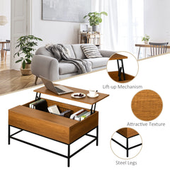 Lift Top Coffee Table with Hidden Storage Compartment Lift Tabletop Center Table for Living Room, Rustic Brown