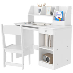 Kids Desk and Chair Set for 5-8 Year Old with Storage, Study Table and Chair for Children, Grey