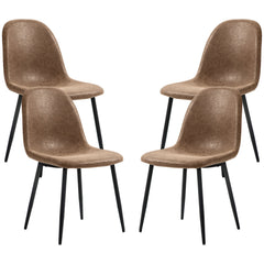 Retro Dining Table Chairs Set of 4, PU Leather Upholstered Kitchen Table Chairs for Living Room, Bedroom