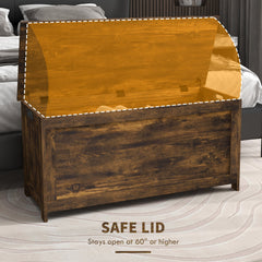 Storage Trunk with 2 Safety Hinges, Modern Entryway Bench with Side Handles, Storage Chest for Living Room, Black