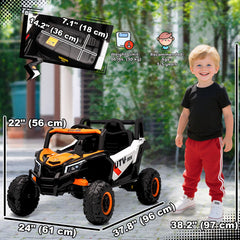 12V Kids Ride On Car with Remote Control, Battery Powered Electric UTV with Spring Suspension for Aged 3-5 Years, Orange