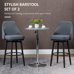 Extra Tall Bar Stools Set of 2, Modern 360° Swivel Barstools, Dining Room Chairs with Steel Legs Footrest, Charcoal Grey
