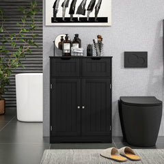 Bathroom Cabinet, Bathroom Storage Cabinet with 2 Drawers, Adjustable Shelf for Living Room, Entryway, White