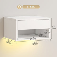 Floating Bedside Table Set of 2 with RGB LED Lights App Control