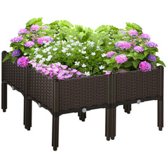 2-piece Raised Garden Bed PP Raised Flower Bed Plant Stand Stackable Vegetable Herb Grow Box