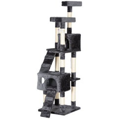 68-inch Multi-Level Cat Scratching Tree Kitty Activity Center Post Tower Condo Pet Furniture w/ Toy Beige