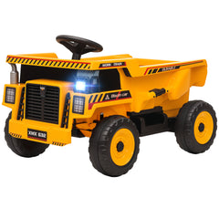 Kids Electric Car, Ride On Dump Truck, 12V Ride On Toy with Electric Dump Bed and Remote Control, Yellow