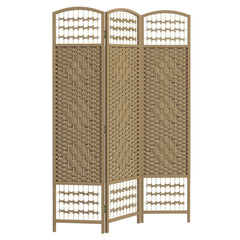 4 Panel Folding Room Divider, Portable Privacy Screen, Wave Fiber Room Partition for Home Office, Black