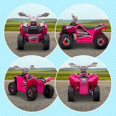 6V Quad Kids Electric Car with Wear-resistant Wheels, for Boys and Girls Aged 18-36 Months, Pink