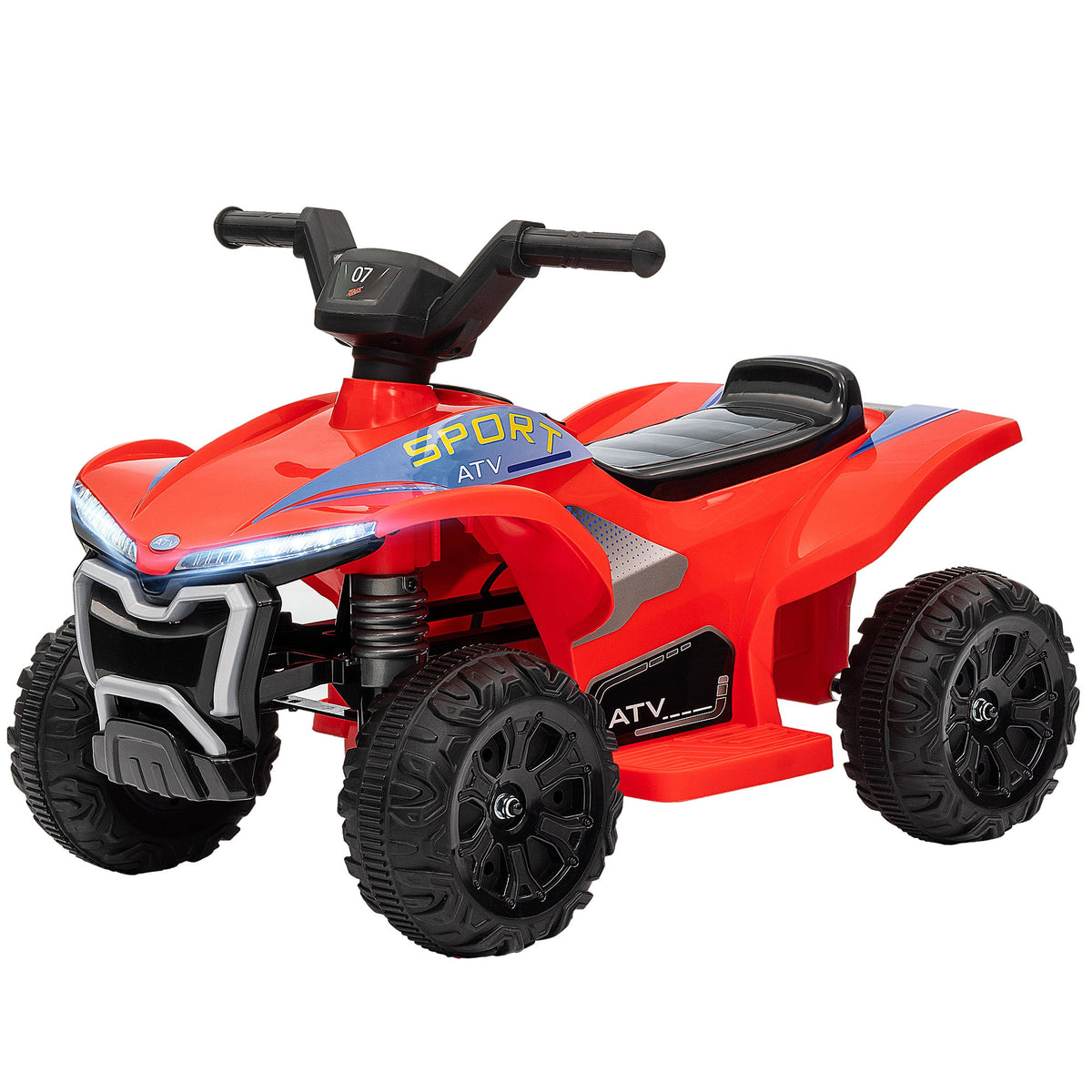 Kids ATV, 6V Battery Powered Electric Vehicle with Headlights, Music, Forward/Reverse Switch for 18-36 Months, Red