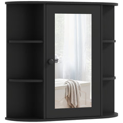 Mirrored Bathroom Wall Cabinet Wall Mounted Medicine Cabinet with Door & Shelves, White