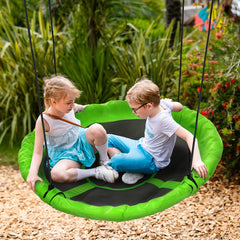43.25" Saucer Swing, Nest Web Rope Seat with Adjustable Hanging Ropes, for Indoor Outdoor Children 3-12 Years Old, Blue