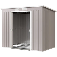 7' x 4' Galvanised Steel Garden Shed, with Foundation Kit - Green