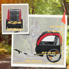 Bike Trailer for Kids, Baby Bicycle Trailer with 5-Point Harness, 16" Rubber Wheels, Storage Bag, for 18+ Months, Red