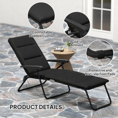 Foldable Lounge Chair, Reclining Patio Sun Lounger with 6-Position Adjustable Back, Blue and White