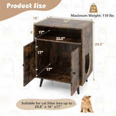Industrial Cat Litter Box Enclosure with Entry and Open Compartment-Brown