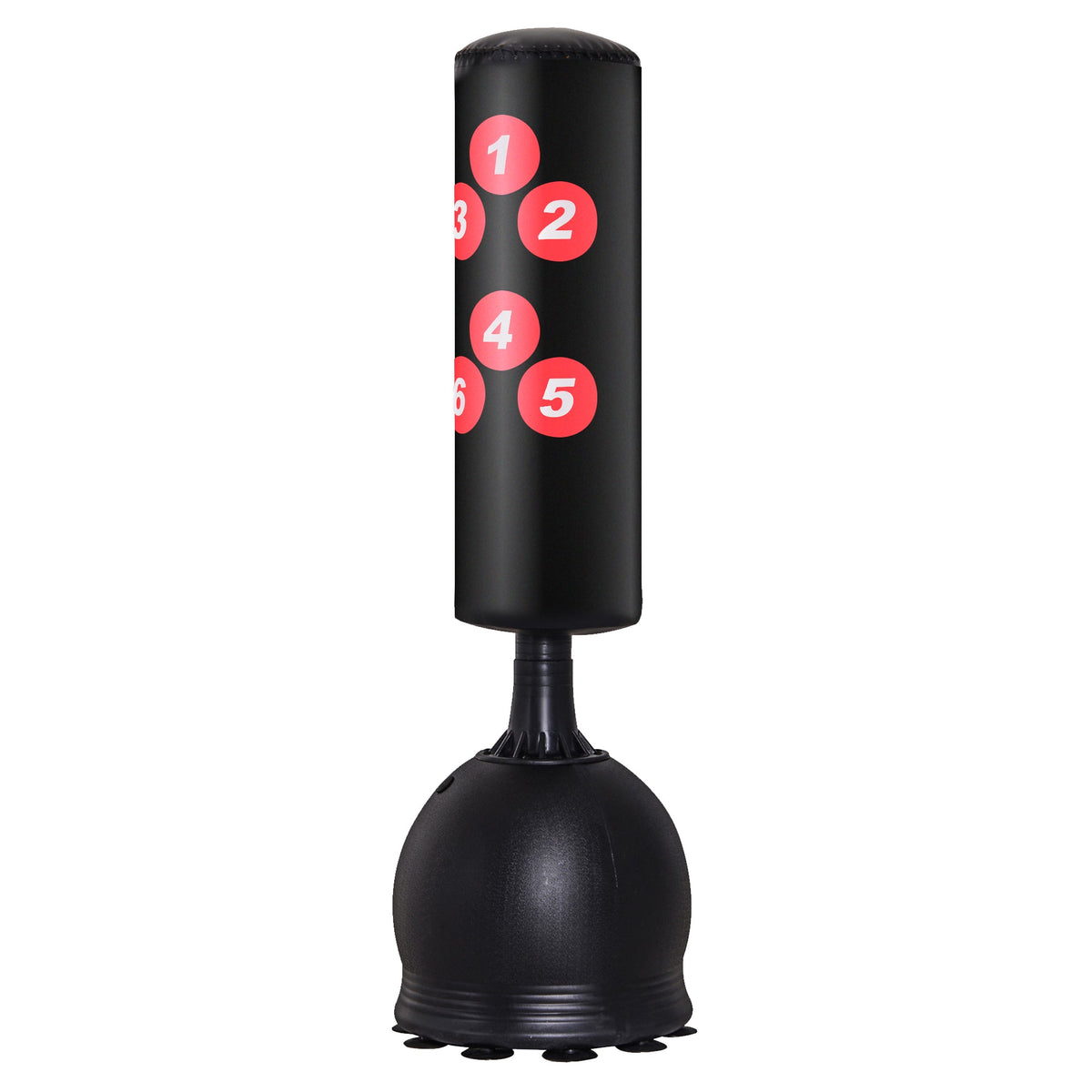 65" Freestanding Boxing Punching Bag with Refilled Base and Suction Cups, Black