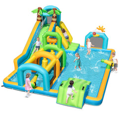 Tropical Inflatable Aqua Park with Tunnel, Downpour and Climbing Wall, Blower Excluded