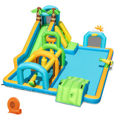 Tropical Inflatable Aqua Park with 330 lb Capacity and 750W Blower, Ages 3 to 12
