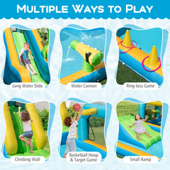Tropical Inflatable Aqua Park with 330 lb Capacity and 750W Blower, Ages 3 to 12