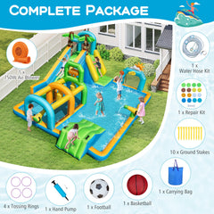 Tropical Inflatable Aqua Park with 330 lb Capacity and 750W Blower, Ages 3 to 12