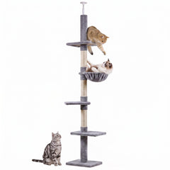 8.5ft Cat Climbing Tree 5-Tier Kitty Activity Center with Scratching Post Brown and White