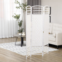 4 Panel Folding Room Divider, Portable Privacy Screen, Wave Fiber Room Partition for Home Office, Black