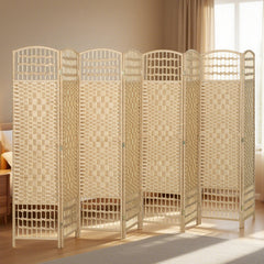 4 Panel Folding Room Divider, Portable Privacy Screen, Wave Fiber Room Partition for Home Office, Black
