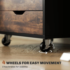 7-drawer Vertical File Cabinet for Home Office, Storage Cabinet with Wheels, 18.7"x15.6"x35.4", Black