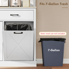 69" Kitchen Pantry Cabinet with Charging Station Kitchen Cabinet with Microwave Stand 7 Gallon Trash Can Cabinet Black