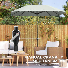 7.6FT Aluminum Patio Umbrella Parasol 8 Ribs Outdoor Market Umbrella with Crank, Push Button Tilt for Deck, Backyard and Lawn, Sky Blue
