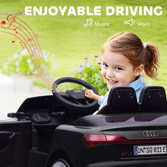 12V Battery Powered Kids Electric Car, Audi Q8 etron Sportback Licensed Ride on Car w/ Remote Control, Black