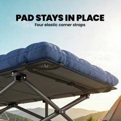 Camping Cot with Soft Pad, 32" Extra Wide Folding Cots with Non-Slip Feet and Carry Bag, Blue