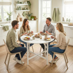 Drop Leaf Table, Folding Dining Table for Small Spaces 80 cm, White