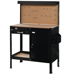 Multipurpose Tool Workbench for Garage, Garage Bench with Storage Drawer, Peg Board, Lockable Cabinet